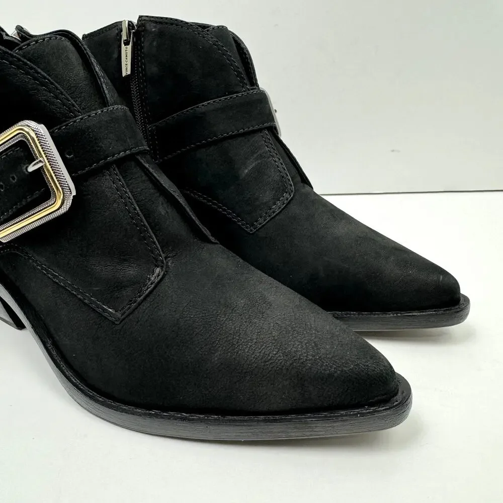 NEW Vince Camuto Ashena Black Suede Leather Buckle Zip Up Bootie Ankle Boots